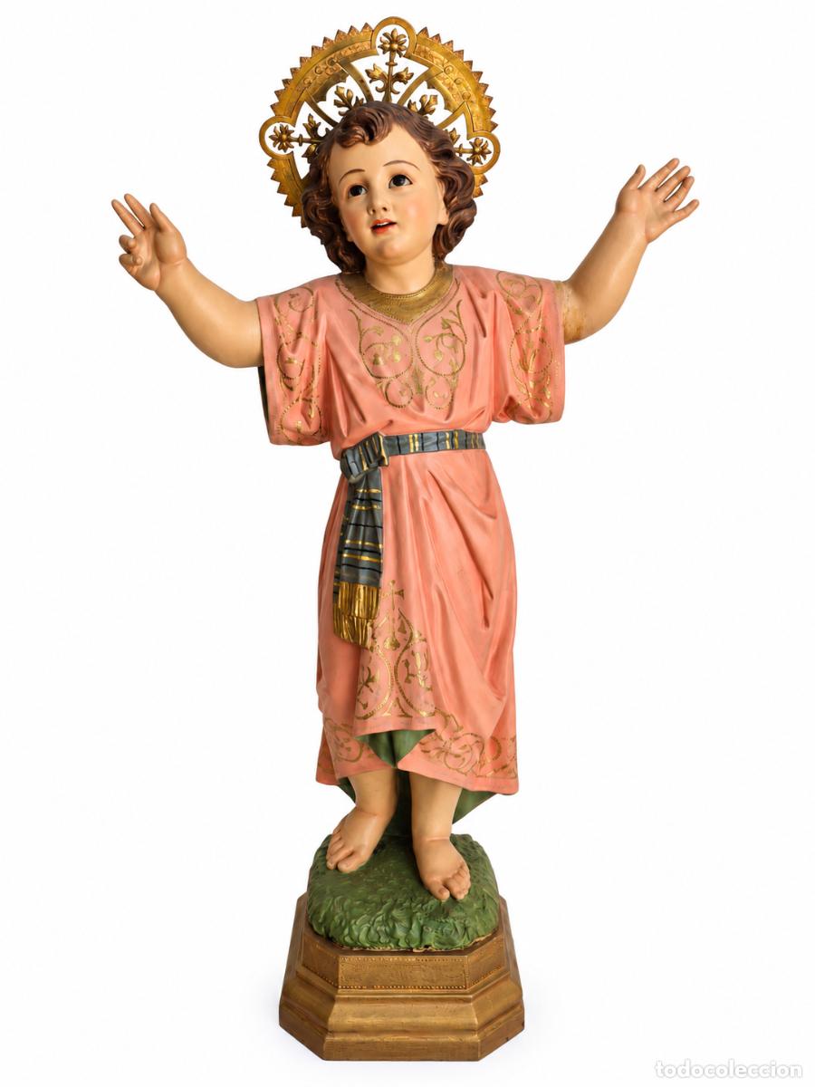 Kunst: Preciosa Figura del Divino Ni&ntilde;o Jes&uacute;s - Estuco Policromado - Talleres de Olot - Altura 85 cm