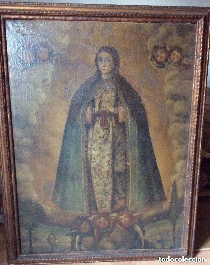 Arte: &rdquo;Inmaculada Concepci&oacute;n - Gran Formato (152x125 cm) - Escuela Cuzque&ntilde;a / Virreinal S. XVII&rdquo;