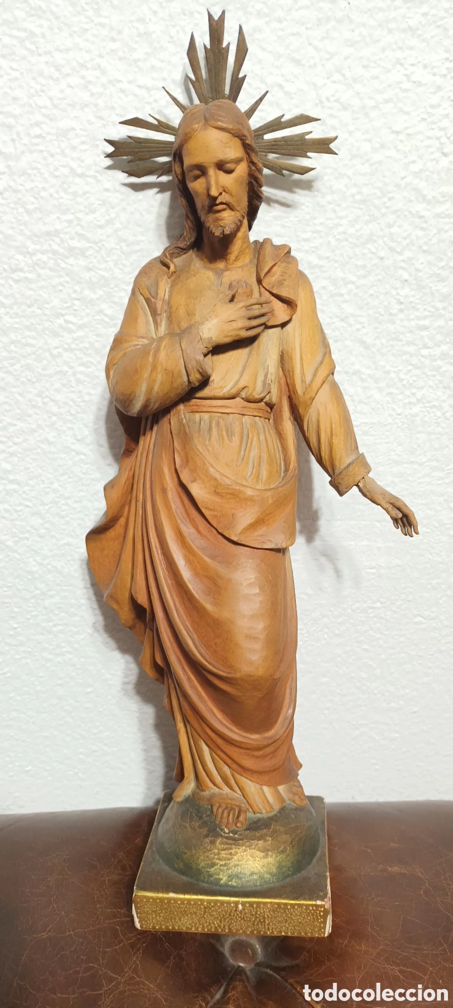 Arte: Talla en madera Sagrado Corazon - Foto 1