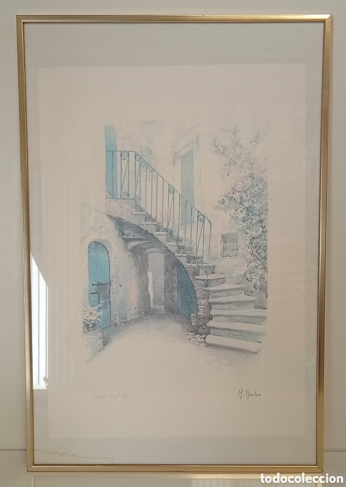 Arte: ACUARELA M. MARTEN VECCHIO CORTILE FIRMADA