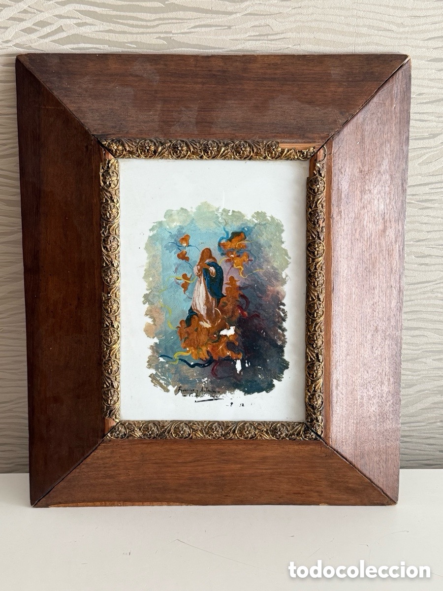 Arte: CUADRO. a XIX. VIRGEN DE LA ASUNCI&Oacute;N. &Oacute;leo sobre OPALINA
