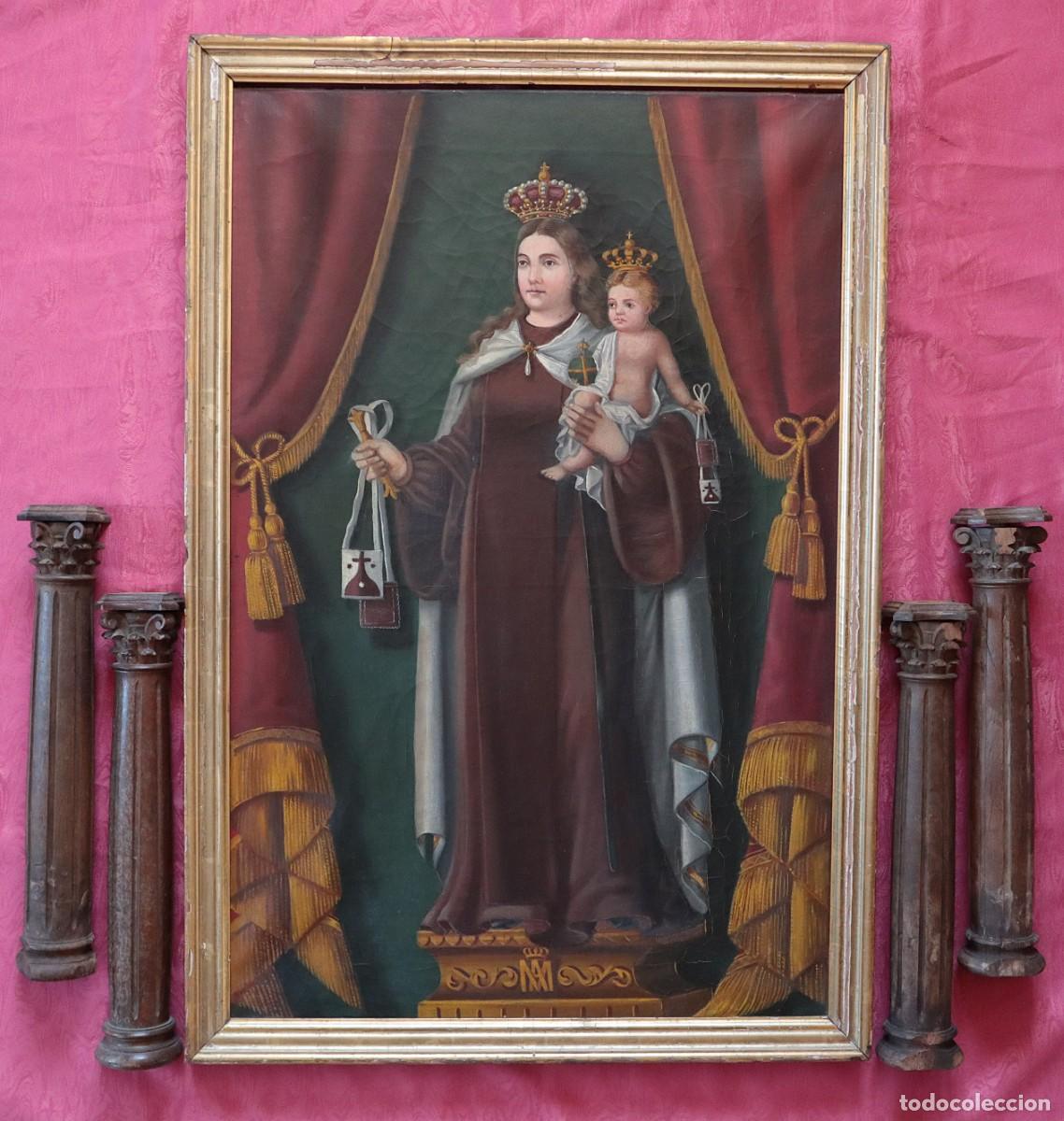Kunst: La Virgen del Carmen con el Ni&ntilde;o Jes&uacute;s. &Oacute;leo sobre lienzo. S. XIX. Mide 91 x 60 cm.