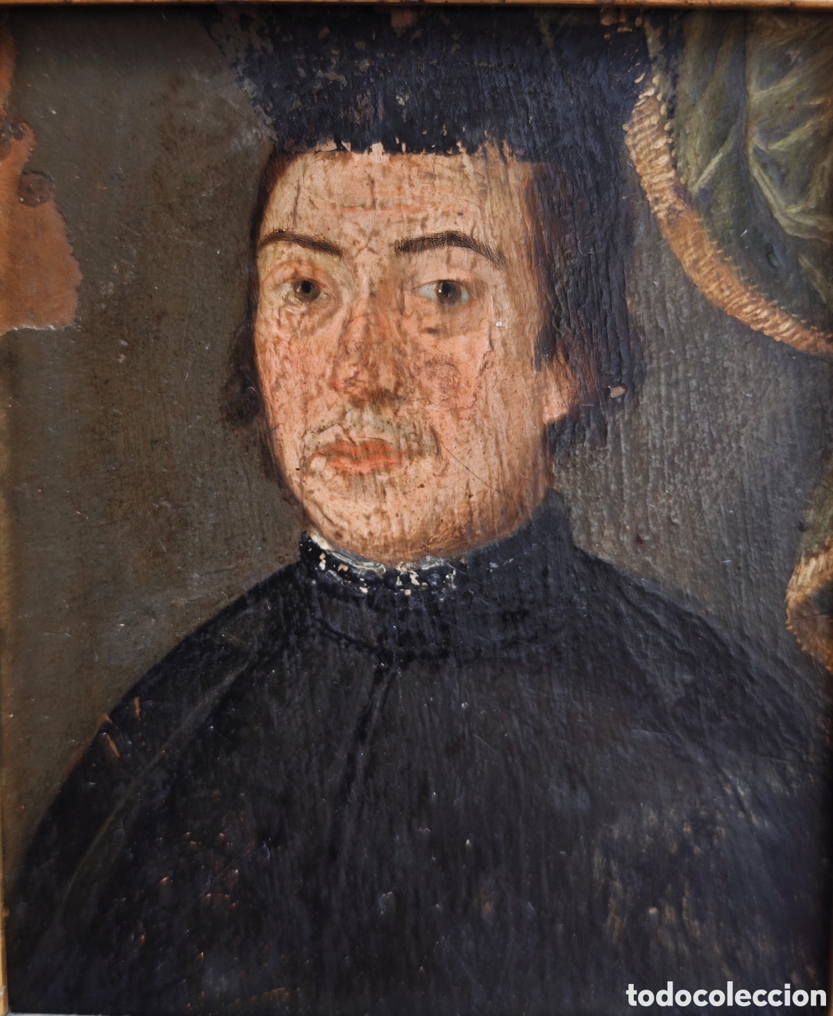 Arte: Retrato. Sacerdote. P&aacute;rroco. Cl&eacute;rigo. Devocional. &Oacute;leo sobre cobre. Siglo XVII/XVIII. Original.