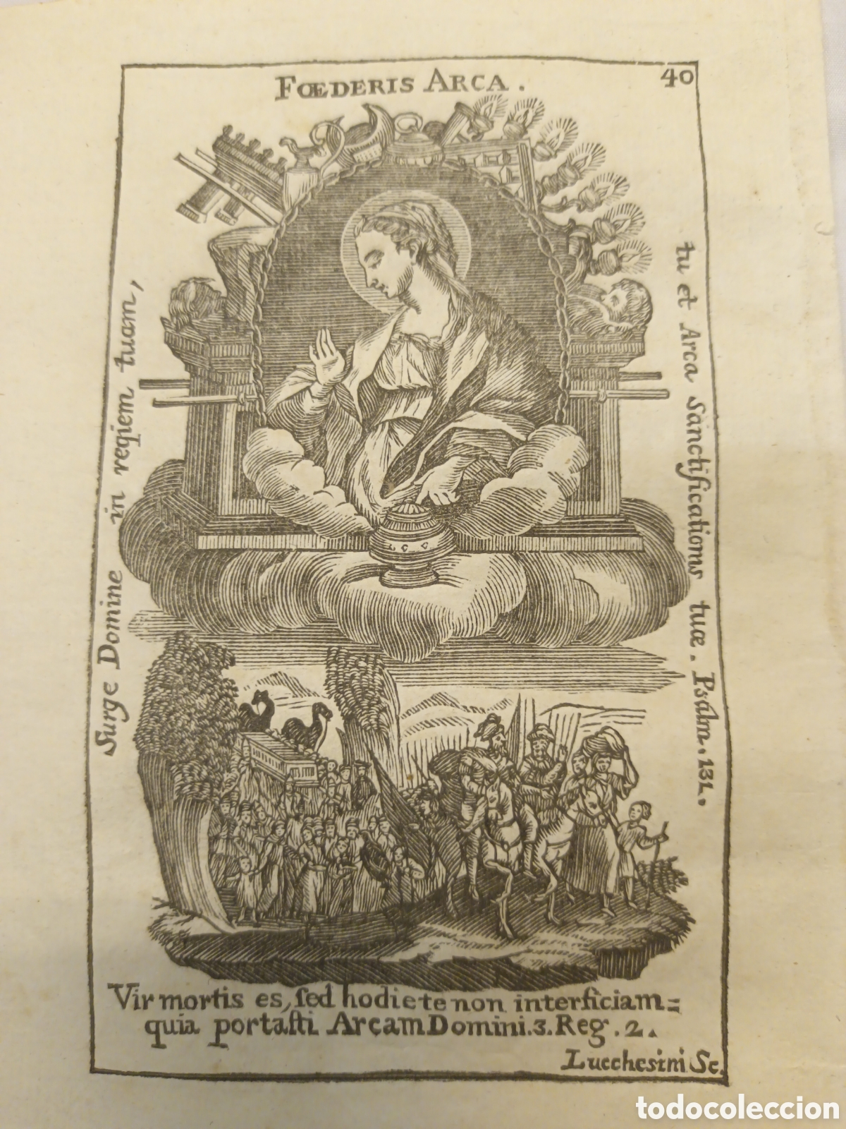 Arte: GRABADO - LETAN&Iacute;A LAURETANA DE LA VIRGEN - FOEDERIS ARCA - A&Ntilde;O 1768 - LUCCHESINI - 13 X 22 CM