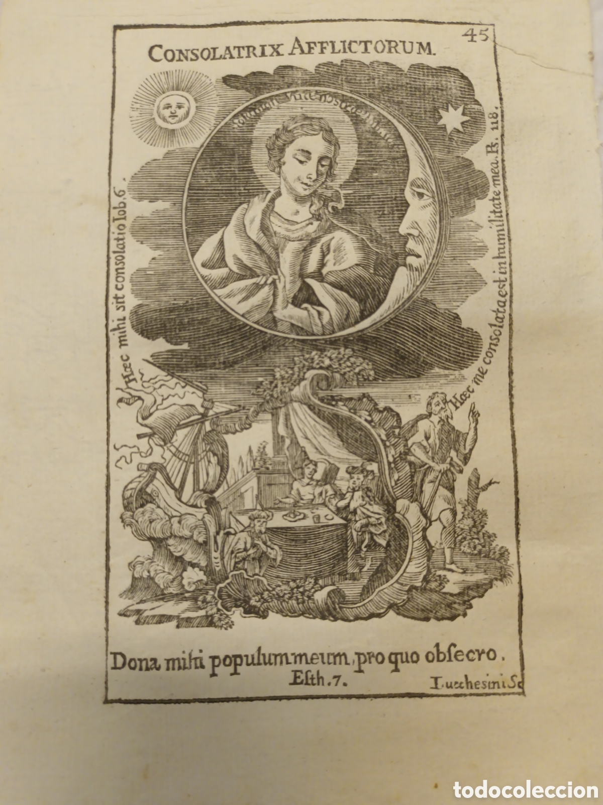 Arte: GRABADO - LETAN&Iacute;A LAURETANA DE LA VIRGEN - CONSOLATRIX AFFLICTIRUM - A&Ntilde;O 1768 - GR. LUCCHESINI-13X22
