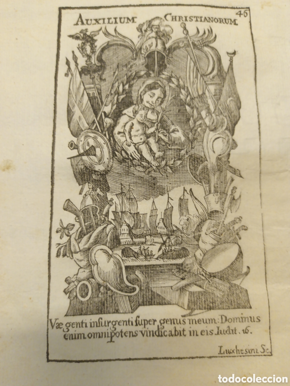 Arte: GRABADO - LETAN&Iacute;A LAURETANA DE LA VIRGEN - AUXILIUM CHRISTIANORUM - A&Ntilde;O 1768 - GR. LUCCHESINI -13X22