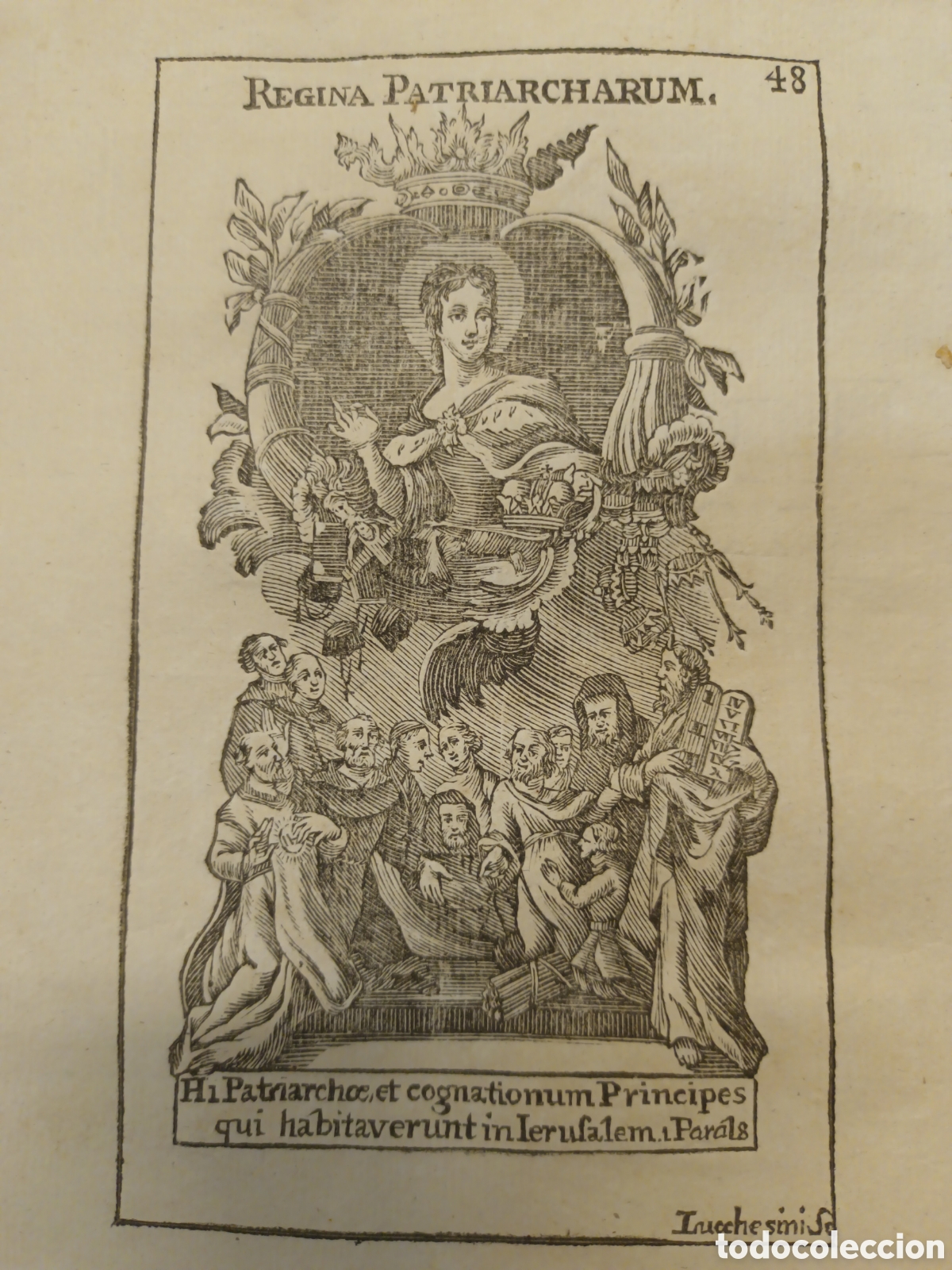 Arte: GRABADO - LETAN&Iacute;A LAURETANA DE LA VIRGEN - REGINA PATRIARCHARUM- A&Ntilde;O 1768 - GR. LUCCHESINI -13X22CM