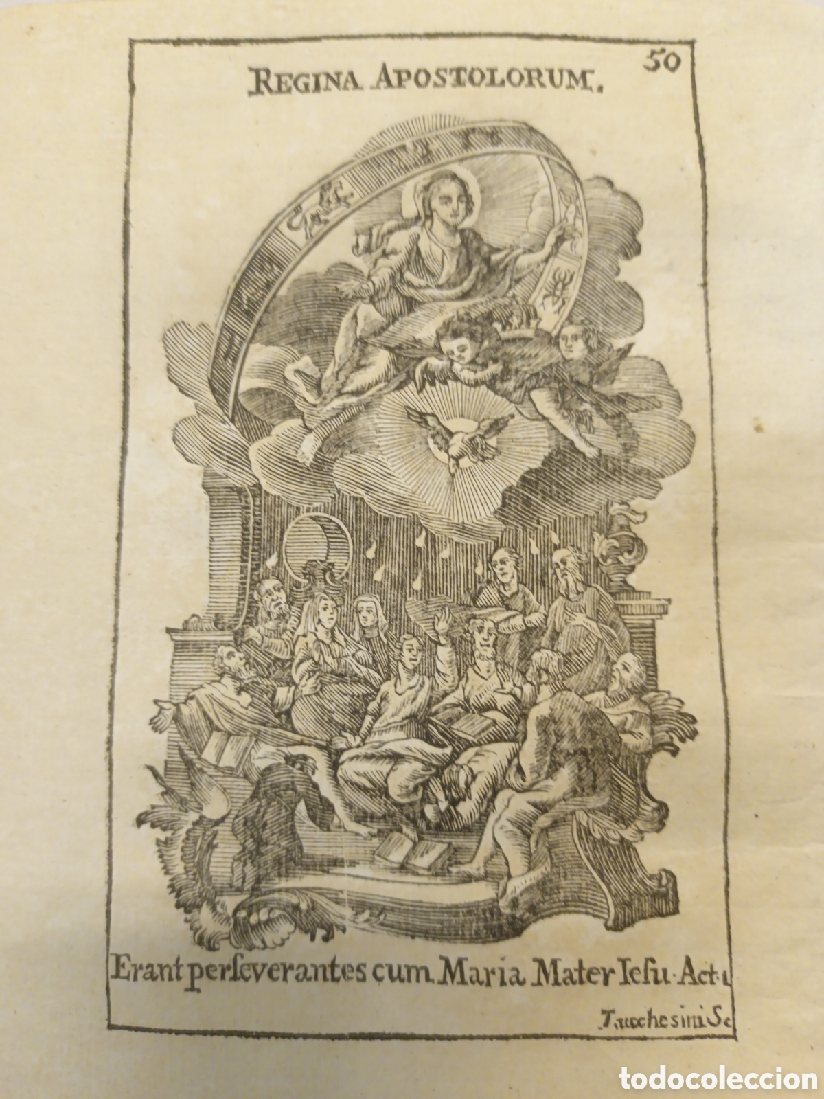 Arte: GRABADO - LETAN&Iacute;A LAURETANA DE LA VIRGEN - REGINA APOSTOLORUM - A&Ntilde;O 1768 -GR. LUCCHESIN - 13 X 22 CM