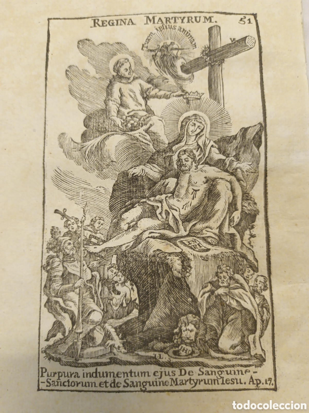 Arte: GRABADO - LETAN&Iacute;A LAURETANA DE LA VIRGEN - REGINA MARTYRUM - A&Ntilde;O 1768 - GR. LUCCHESINI - 13 X 22 CM
