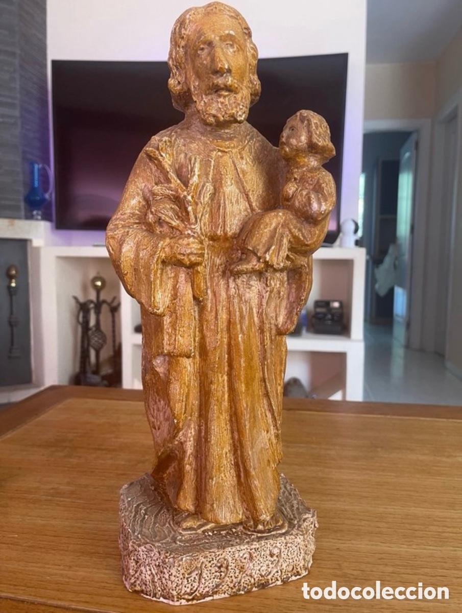 Arte: Antigua Escultura San Jos&eacute; con Ni&ntilde;o 3 kg a&ntilde;o 1929