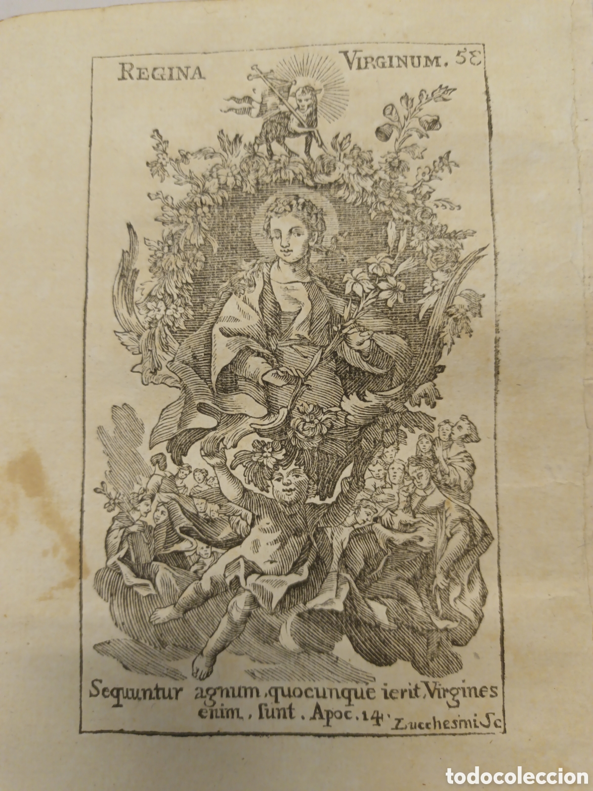 Arte: GRABADO - LETAN&Iacute;A LAURETANA DE LA VIRGEN - REGINA VIRGINUM - A&Ntilde;O 1768 - GR. LUCCHESIN - 13 X 22 CM