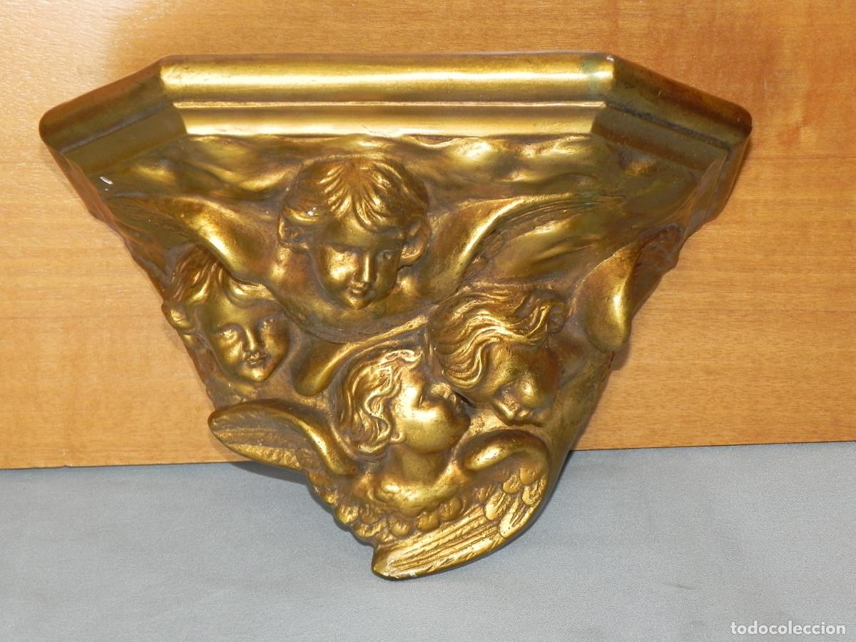 Arte: ** Preciosa M&eacute;nsula, Peana con querubines - Estuco Dorado en Pan de Oro **