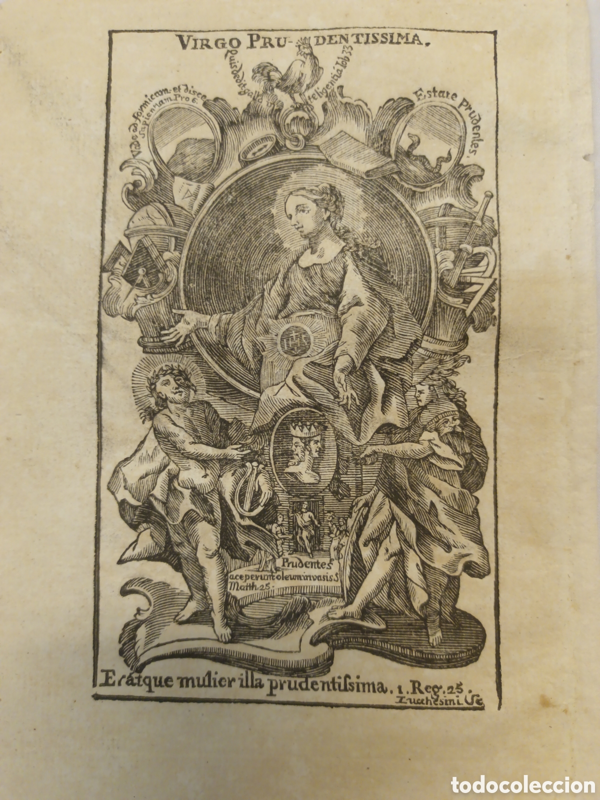 Arte: GRABADO - LETAN&Iacute;A LAURETANA DE LA VIRGEN - VIRGO PRU-DENTISSIMA - A&Ntilde;O 1768 - GR. LUCCHESIN - 13 X 22