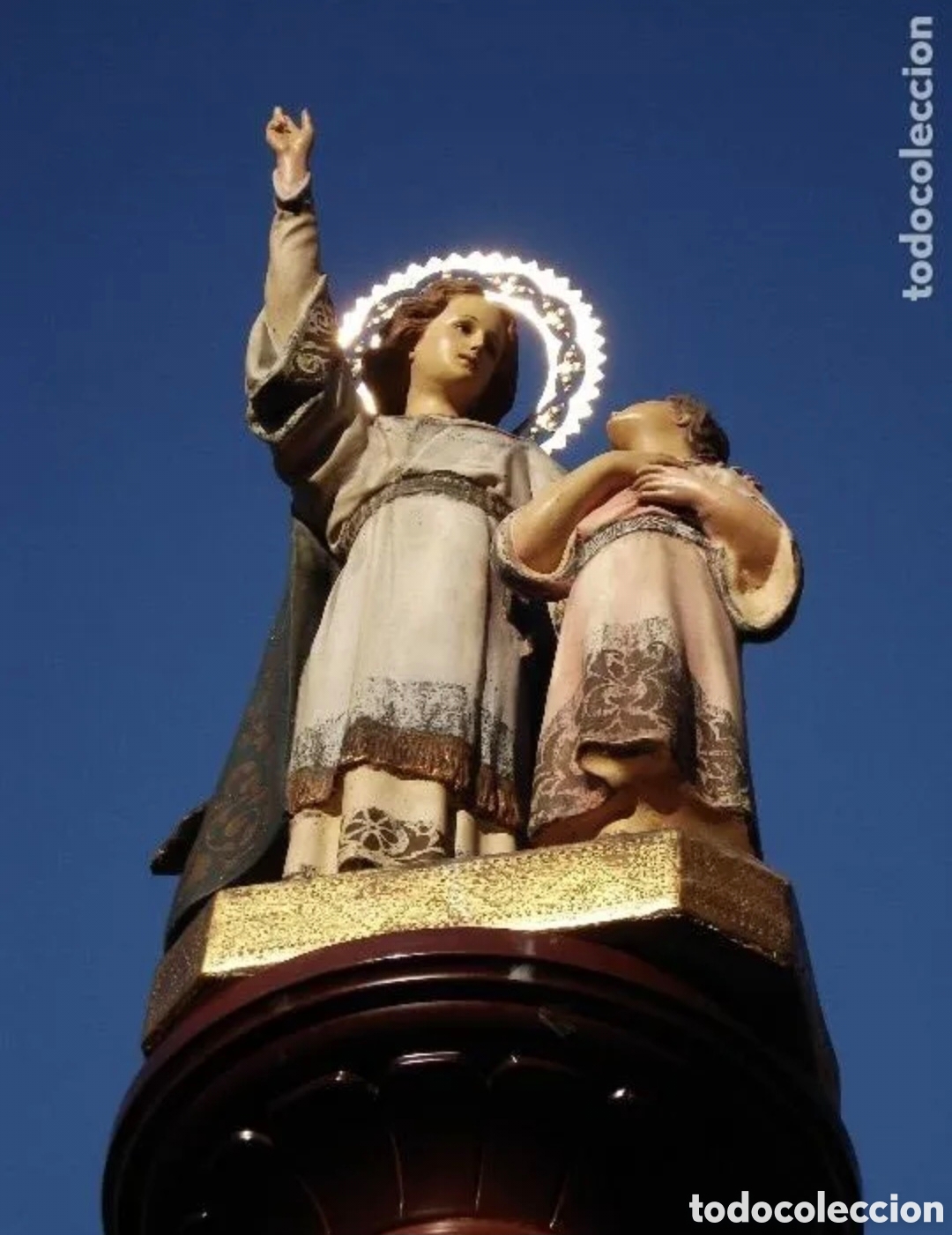 Arte: ANTIGUO ANGEL CUSTODIO PASTA DE MADERA