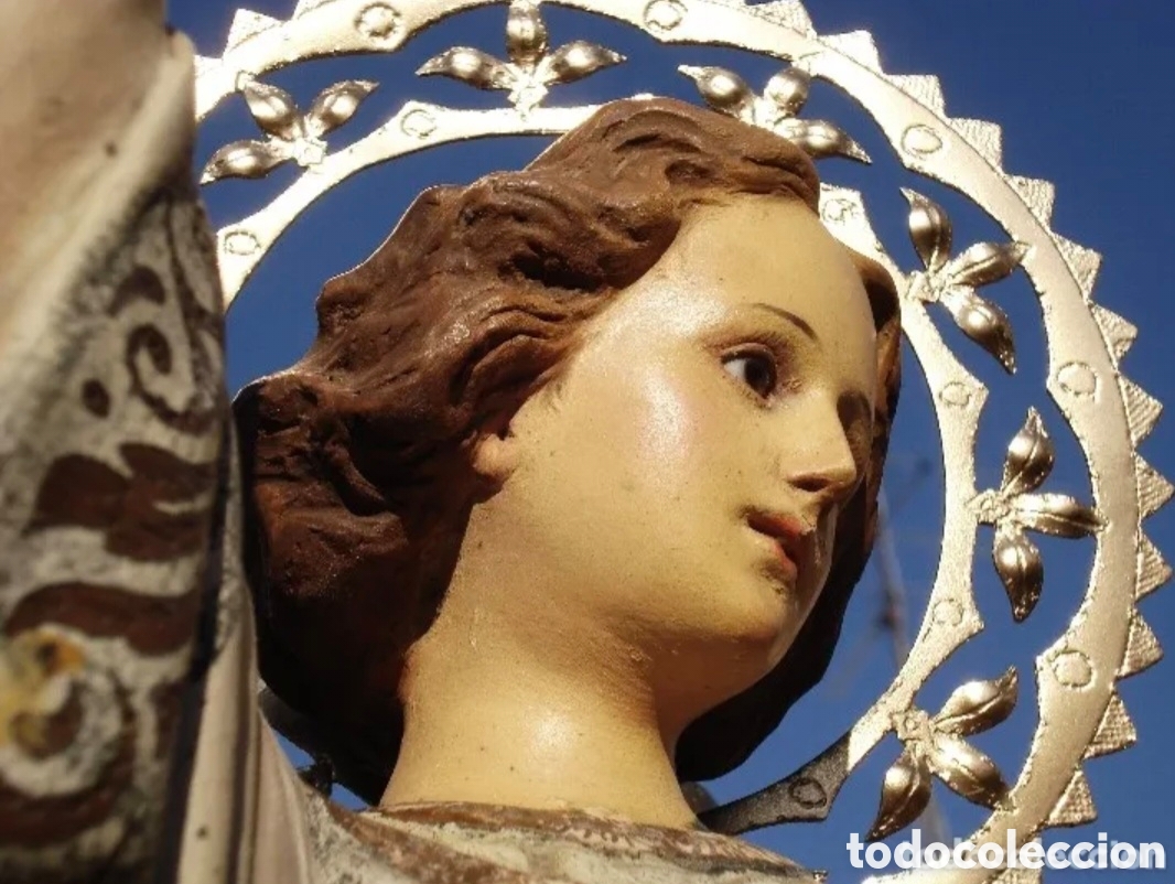 Arte: ANTIGUO ANGEL CUSTODIO PASTA DE MADERA