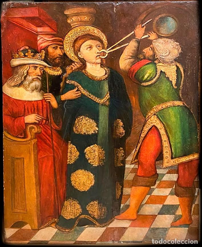 Arte: Santa Apolonia oleo sobre tabla escuela espa&ntilde;ola siglo XV