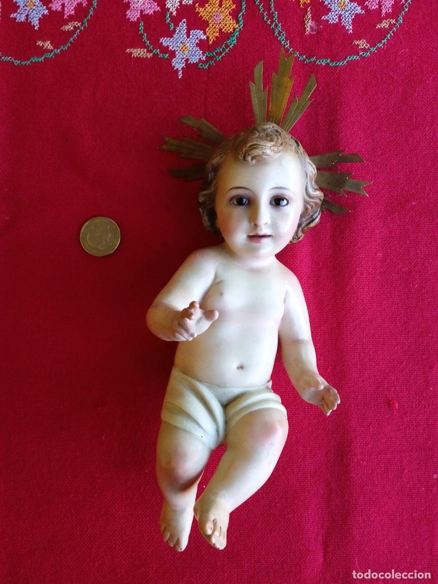 Arte: Figura antigua religiosa Ni&ntilde;o Jes&uacute;s de cuna o nacimiento
