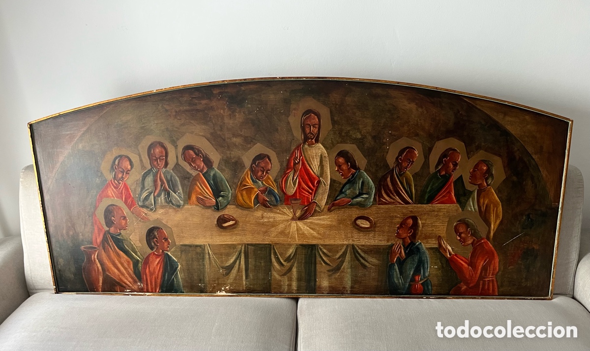 Arte: (Solo Recogida) XXL Antiguo cuadro religioso pintado en madera