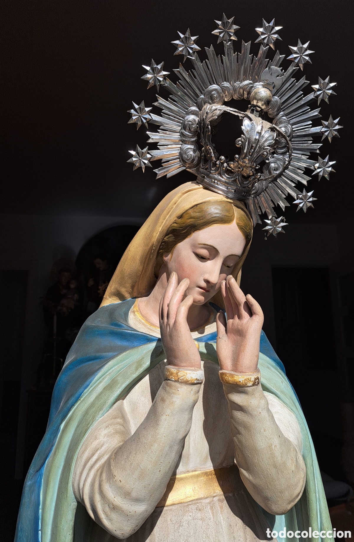Arte: EDIGIO PICCOLI 1805 MADONNA ROMANA FIRMADA 164CM GRANDES MEDIDAS