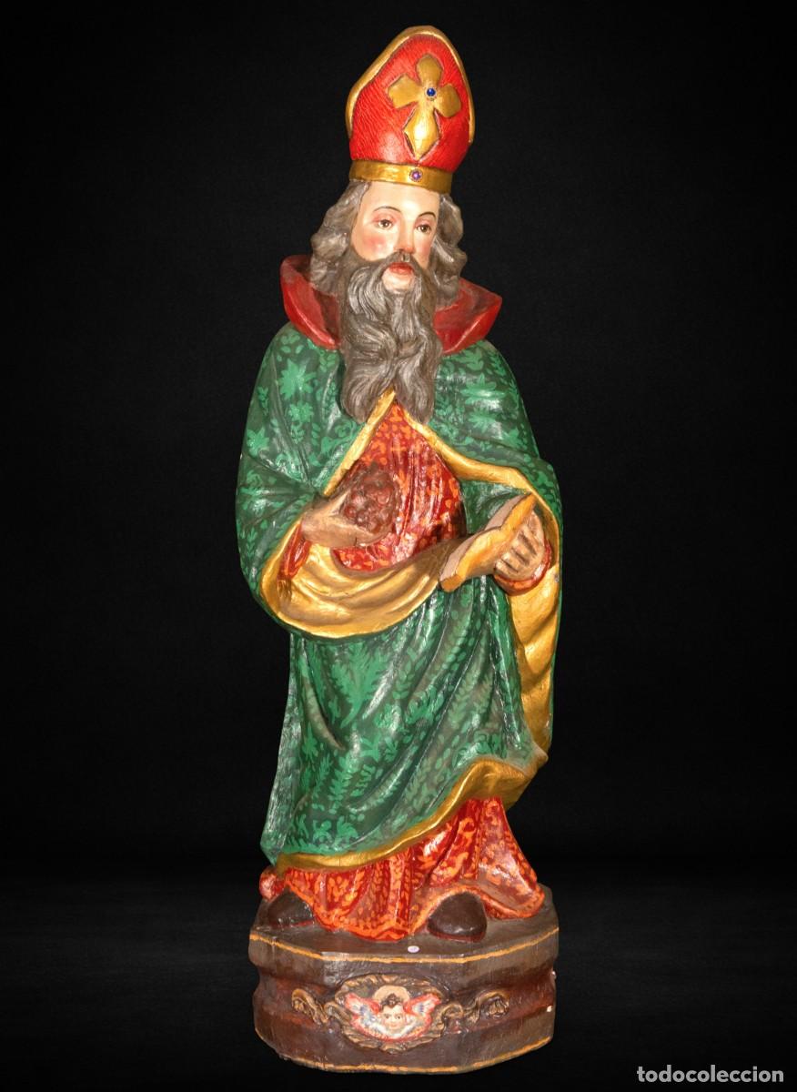 Arte: San Urbano, gran talla barroca en madera policromada, siglo XVIII, 91 cm