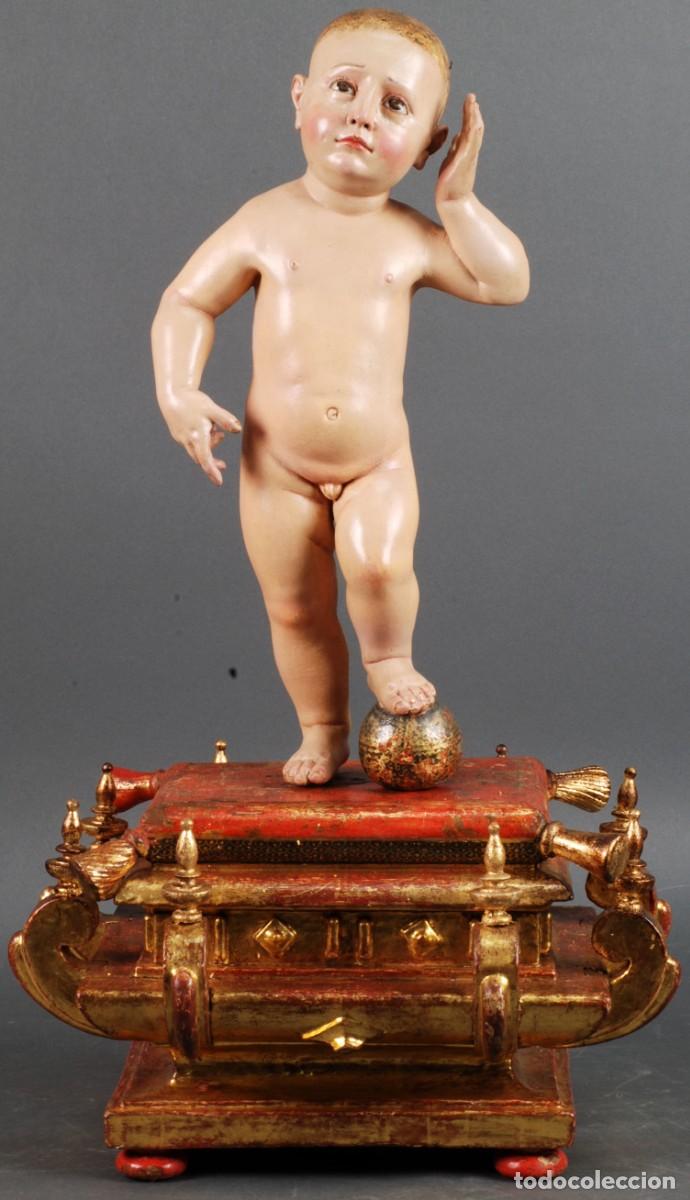 Arte: Excepcional NI&Ntilde;O JES&Uacute;S Madera Policromada Escuela Espa&ntilde;ola s. XVII
