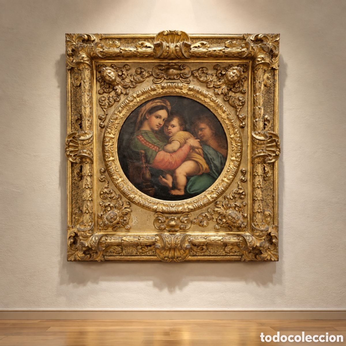 Arte: ANTOINE-SEBASTIAN FALARDEAU.1822-1889. FLORENCIA. VIRGEN DE LA SILLA. MEDIDAS TOTALES 80 &times; 70 CM