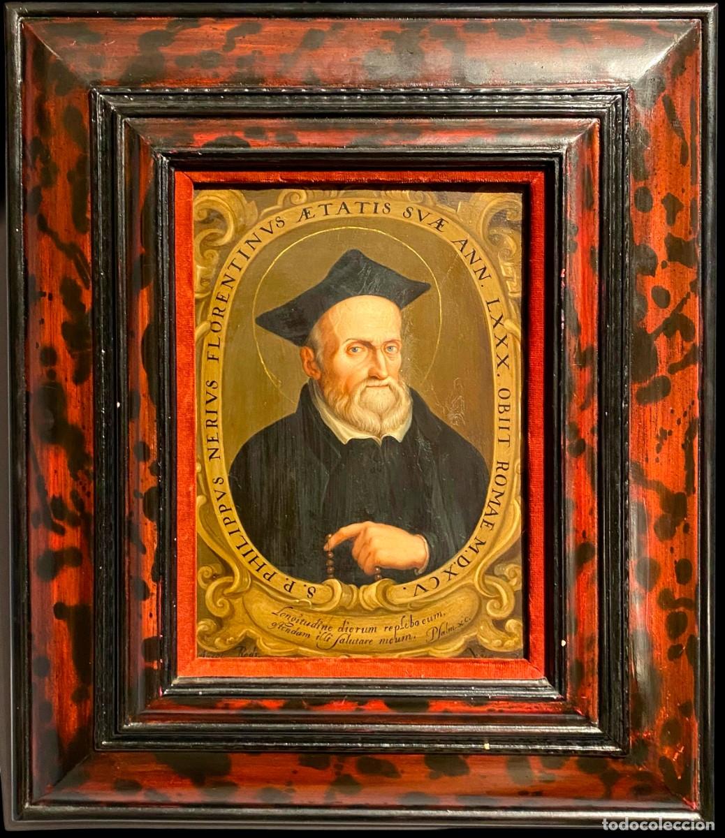 Arte: San Felipe Neri oleo sobre cobre firmado Nicolas Rodriguez Juarez (1667-1734) escuela novohispana