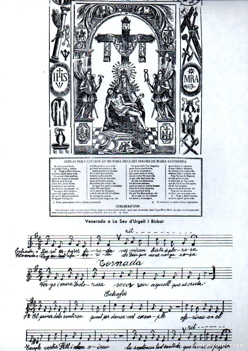 Arte: GOIGS COPLAS DELS SET DOLORS DE MARIA SANTISSIMA (SEU D'URGELL, 1980) FACS&Iacute;MIL
