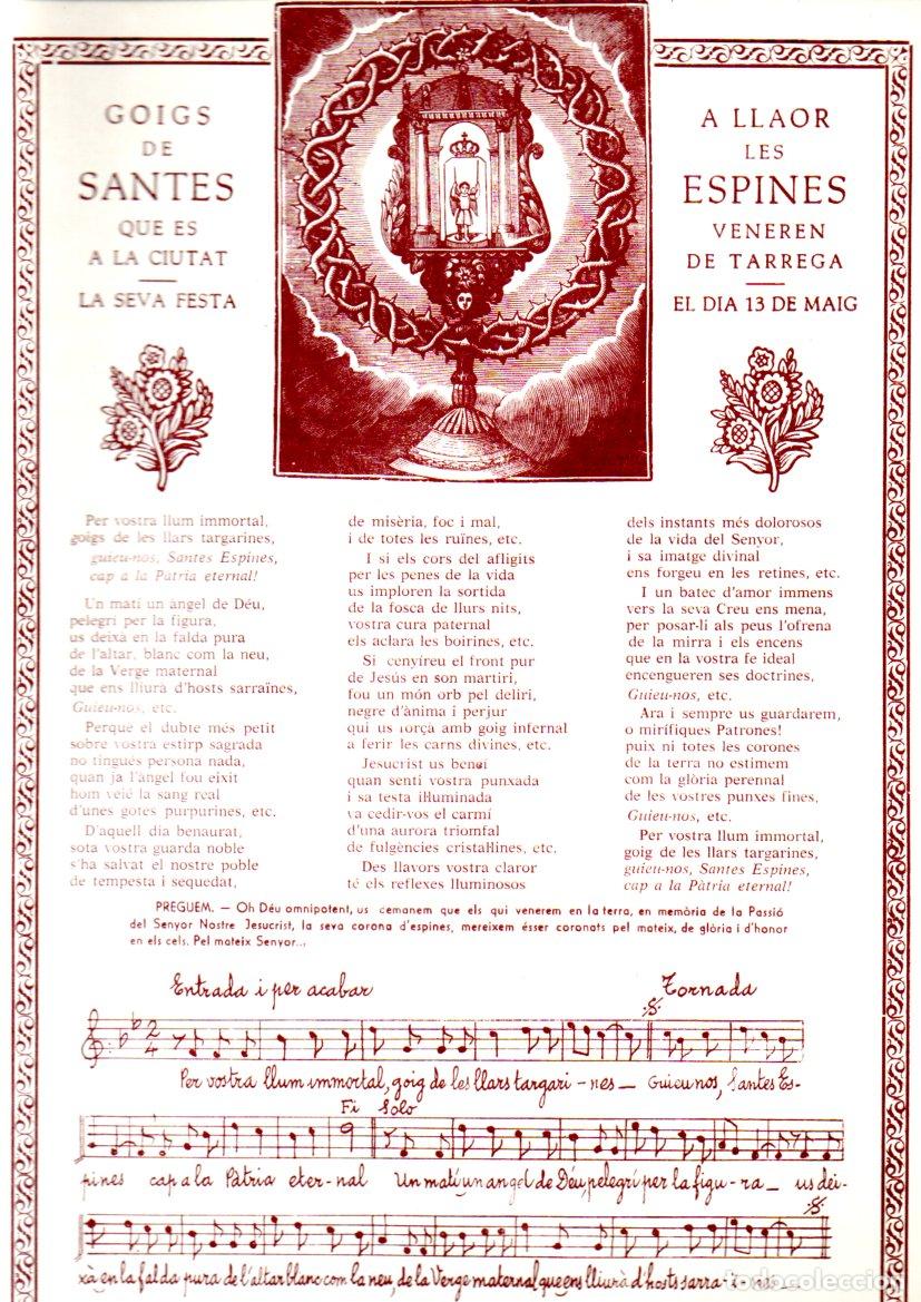 Arte: GOIGS DE LES SANTES ESPINES T&Aacute;RREGA (1965)