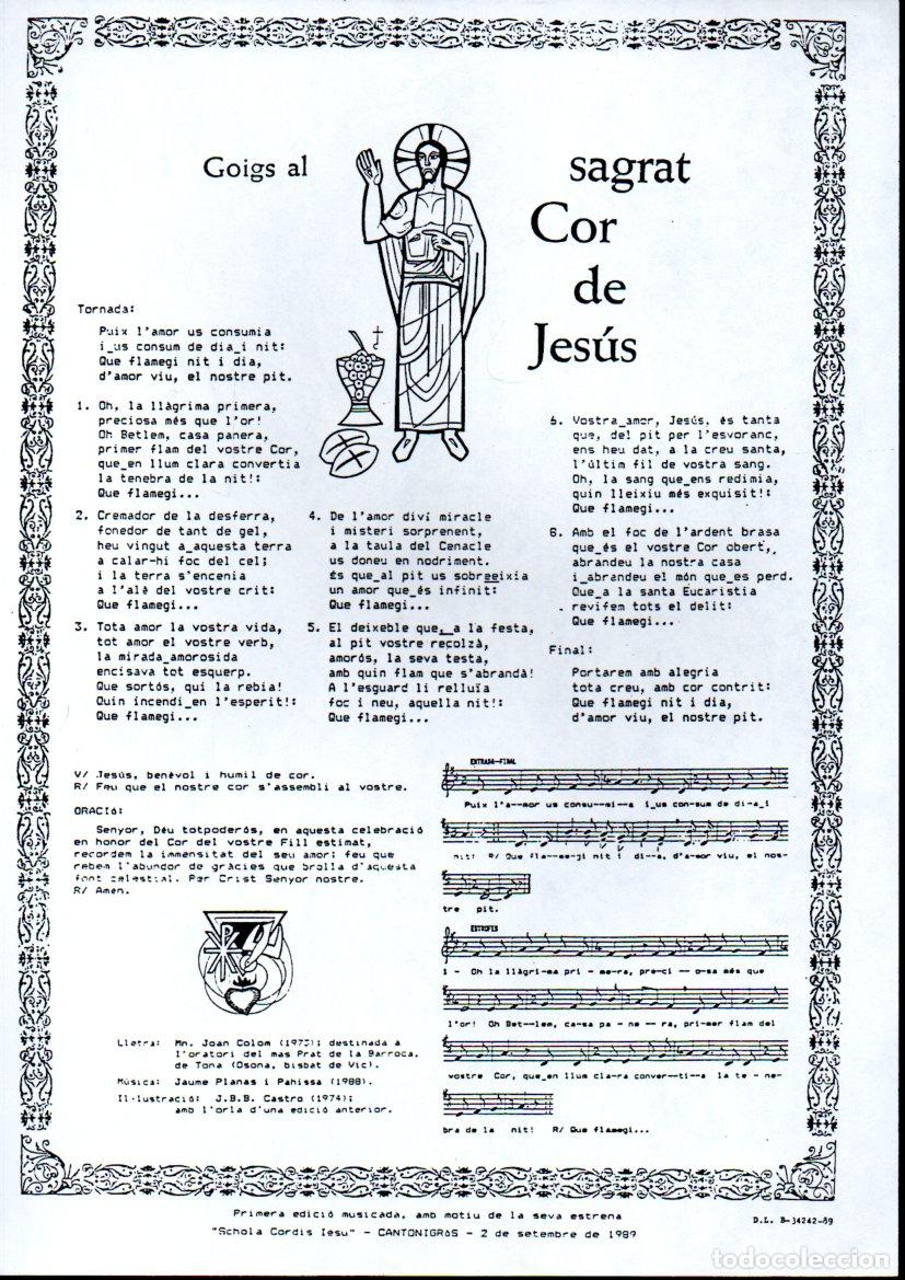 Arte: GOIGS AL SAGRAT COR DE JESUS, CANTONIGR&Oacute;S, 1989