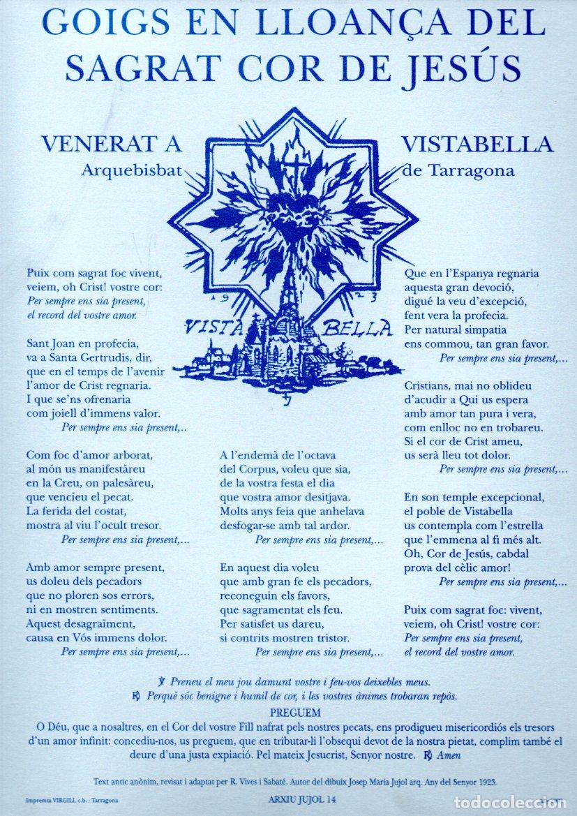 Arte: GOIGS AL SAGRAT COR DE JES&Uacute;S - VISTABELLA, TARRAGONA (1999)
