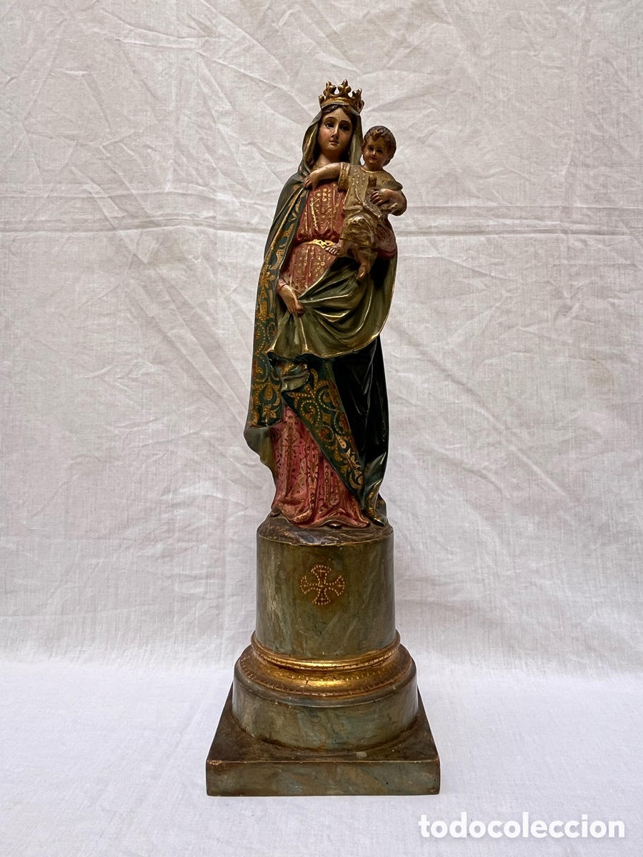 Arte: Virgen del Pilar a&ntilde;o 1900 olot 42 cm