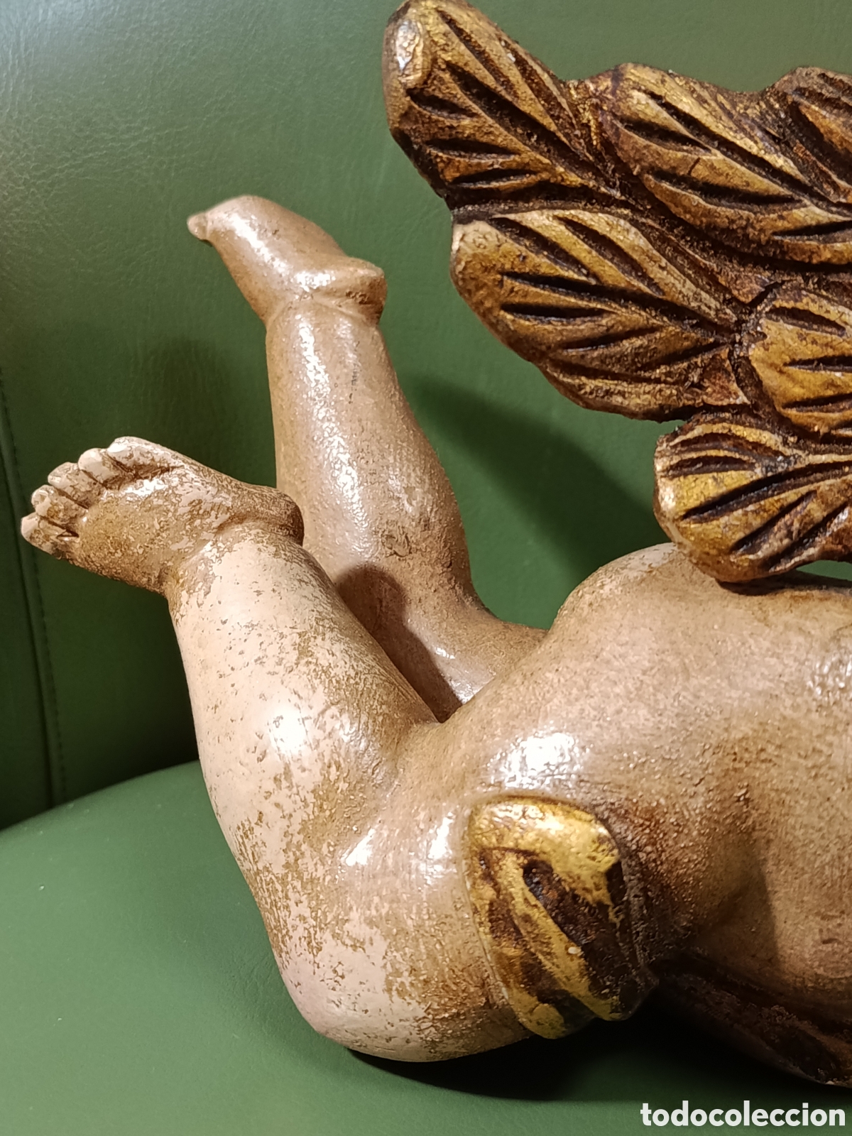 Arte: &Aacute;ngel estilo barroco de madera y estuco. - Foto 5