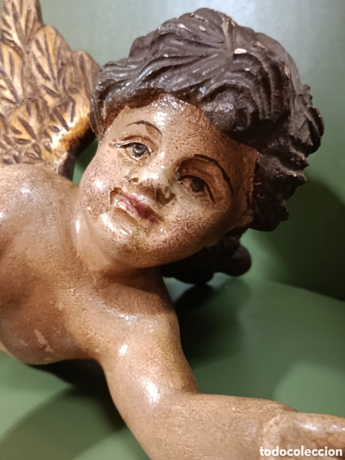 Arte: &Aacute;ngel estilo barroco de madera y estuco. - Foto 7