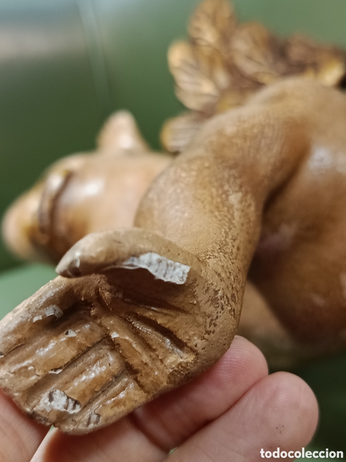 Arte: &Aacute;ngel estilo barroco de madera y estuco. - Foto 8