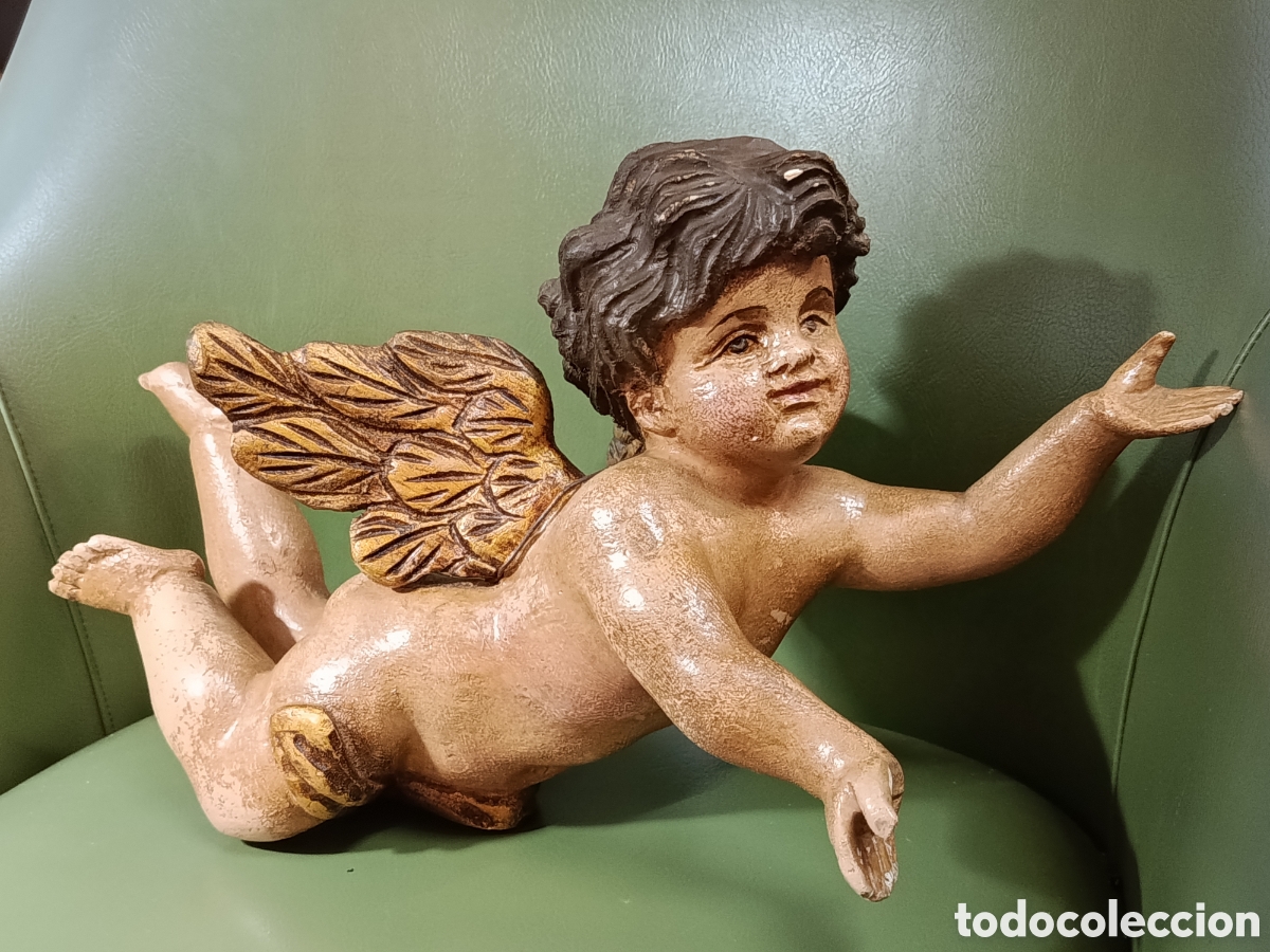 Arte: &Aacute;ngel estilo barroco de madera y estuvo.