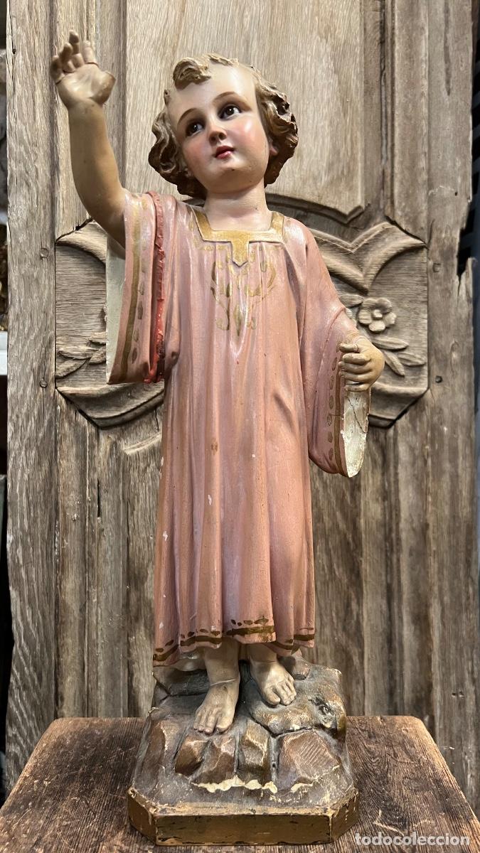 Arte: Figura religiosa las artes religiosas Olot ojos vidrio ni&ntilde;o Jes&uacute;s bendiciendo 42cms ppio s XX