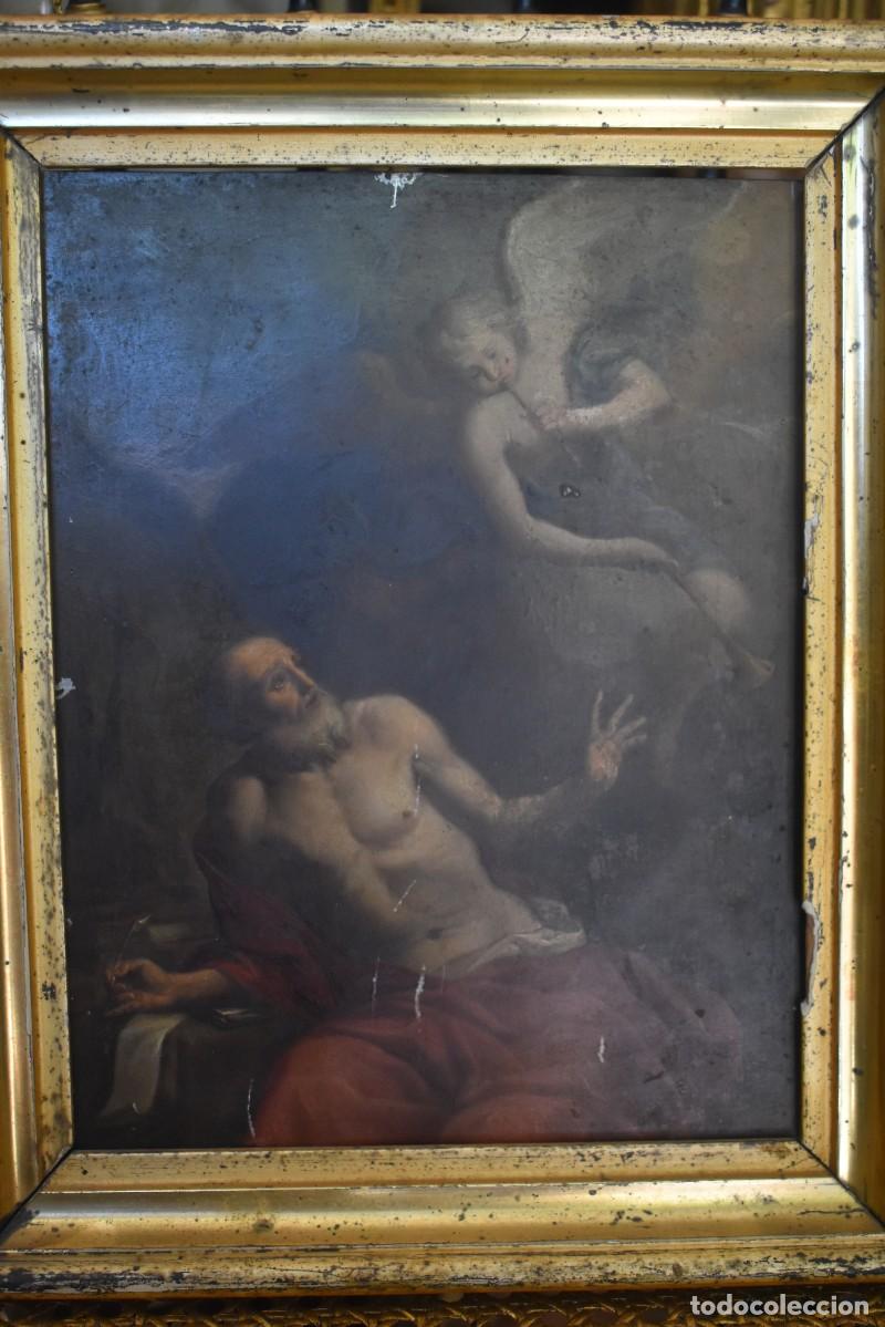 Arte: ANTIGUA PINTURA RELIGIOSA SOBRE COBRE SAN JER&Oacute;NIMO S.XVII