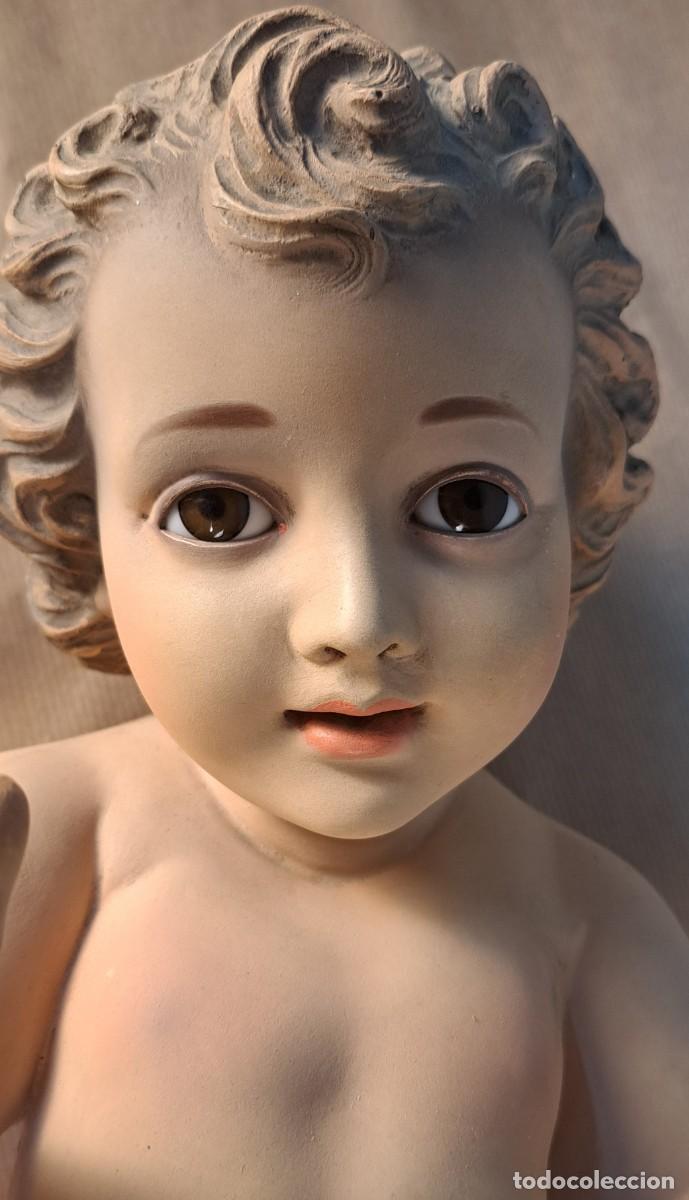 Arte: Figura Ni&ntilde;o Jes&uacute;s de Olot, 44 cm, ojos de cristal