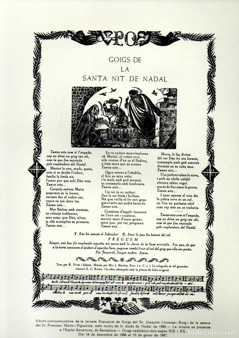 Arte: GOIGS DE LA SANTA NIT DE NADAL (IMP. GUINART, 1986)