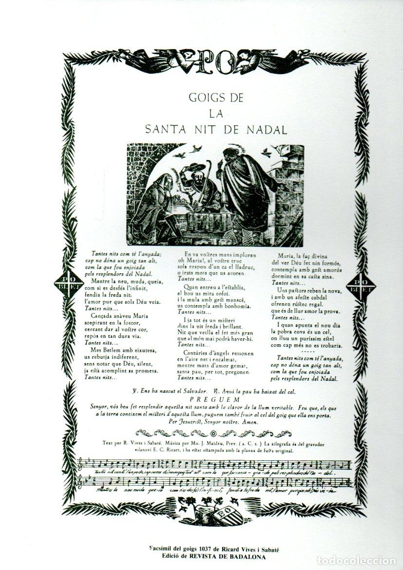 Arte: GOIGS A LA SANTA NIT DE NADAL - FACS&Iacute;MIL DE 1937 (REVISTA DE BADALONA)