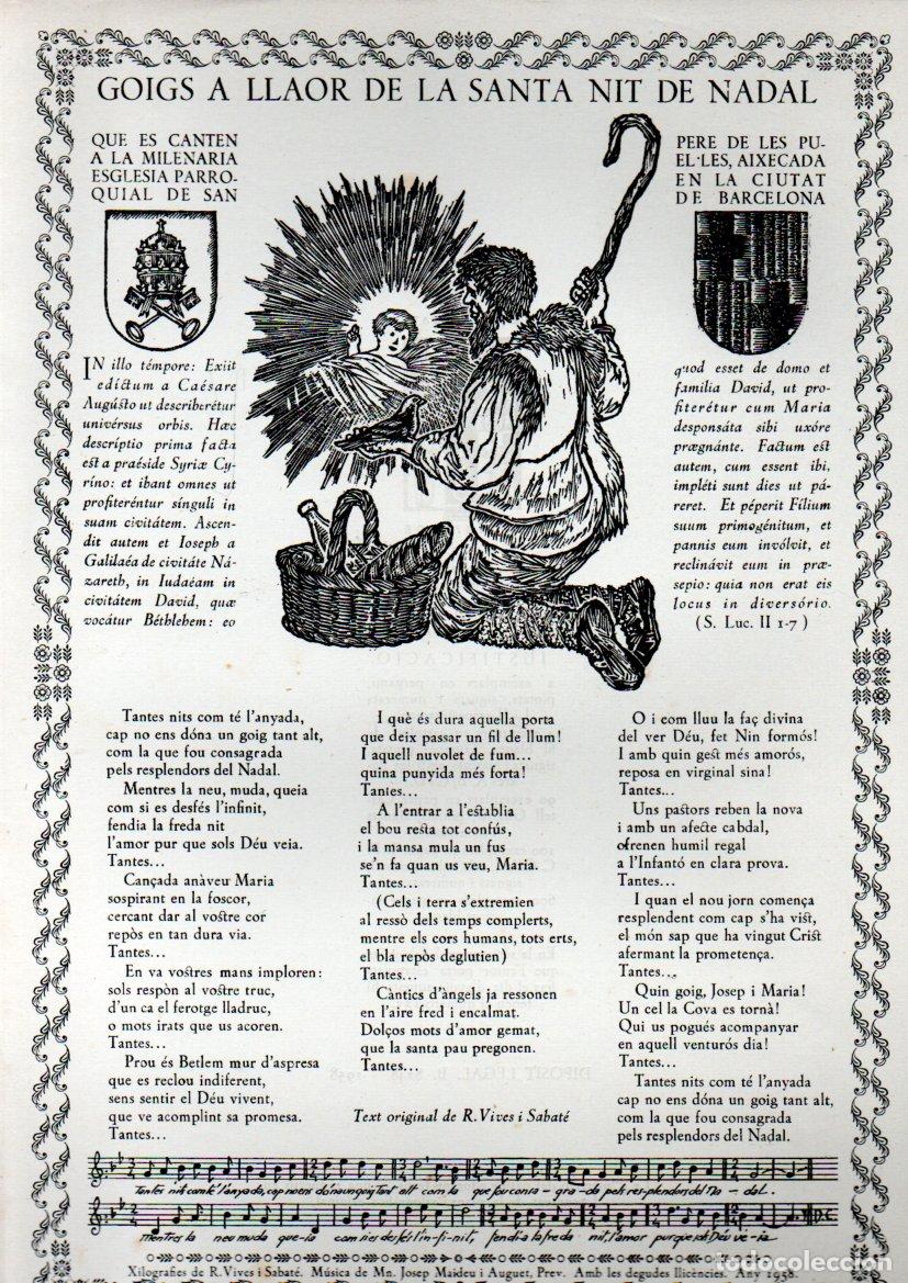 Arte: GOIGS A LLAOR DE LA SANTA NIT DE NADAL (VIVES I SABAT&Eacute;, 1958)