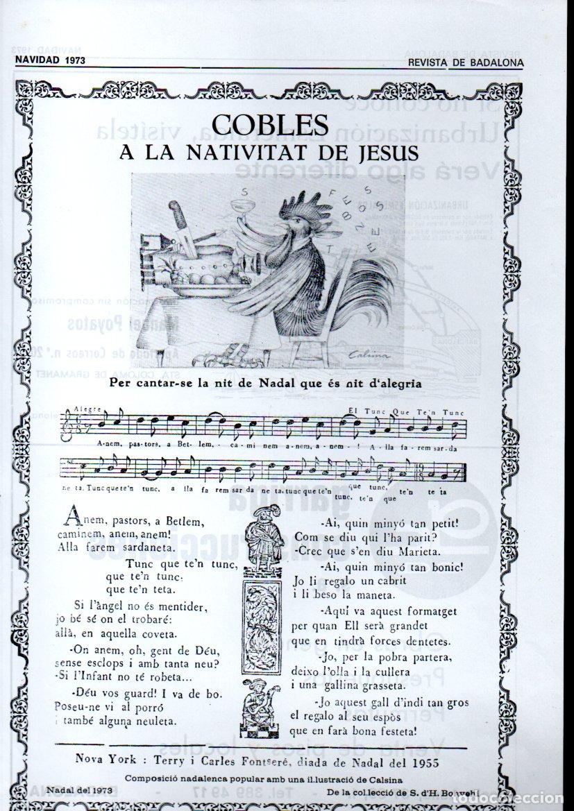 Arte: GOIGS COBLES A LA NATIVITAT DE JES&Uacute;S NOVA YORK 1955 (FACSIMIL DE 1973)