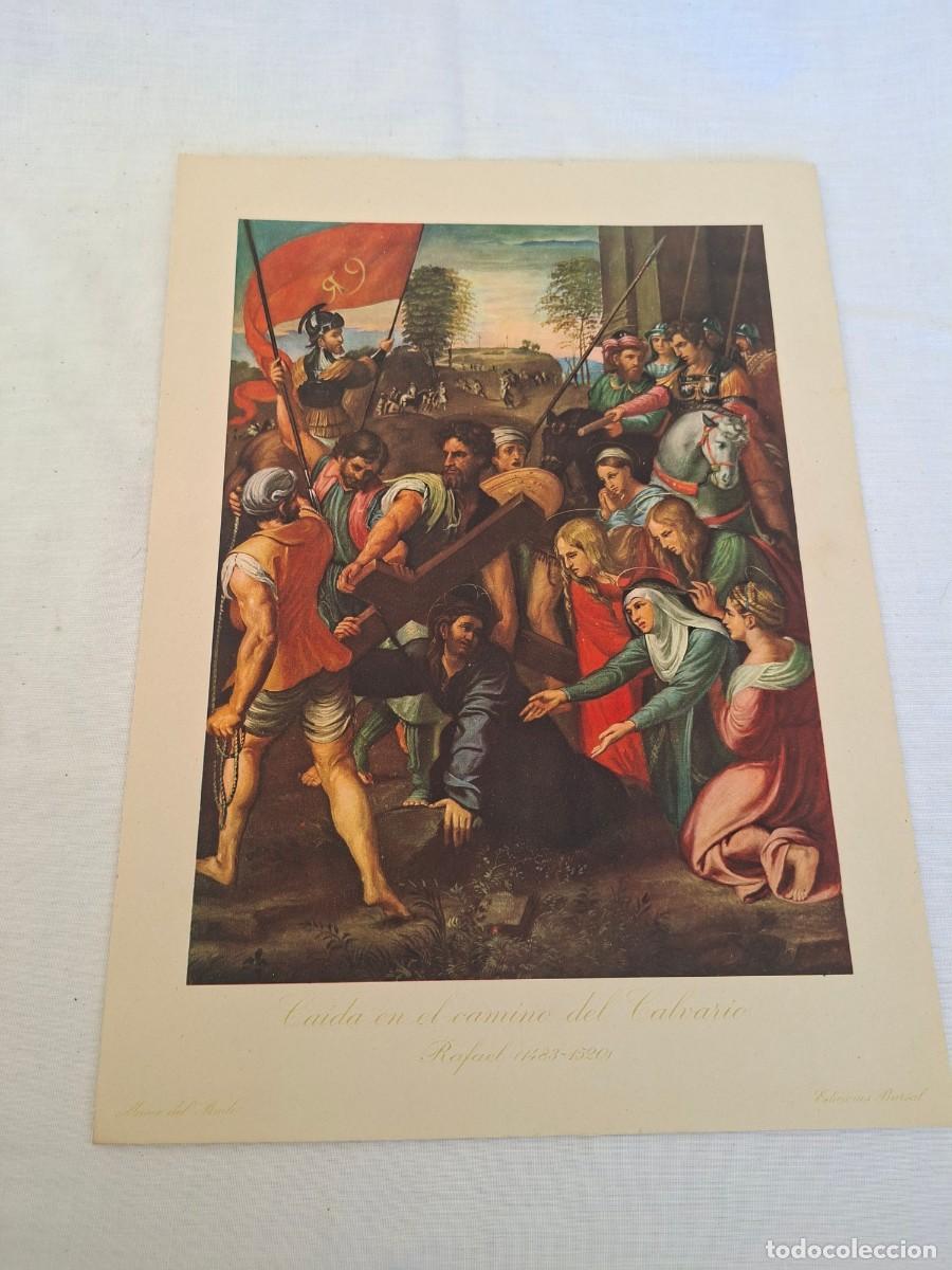 Arte: Antigua plancha La ca&iacute;da en el camino del Calvario , Rafael Sanzio ediciones Barsal