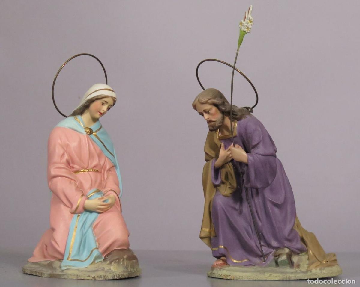 Arte: SAN JOSE Y LA VIRGEN MARIA. FIGURAS DE BELEN. OLOT.