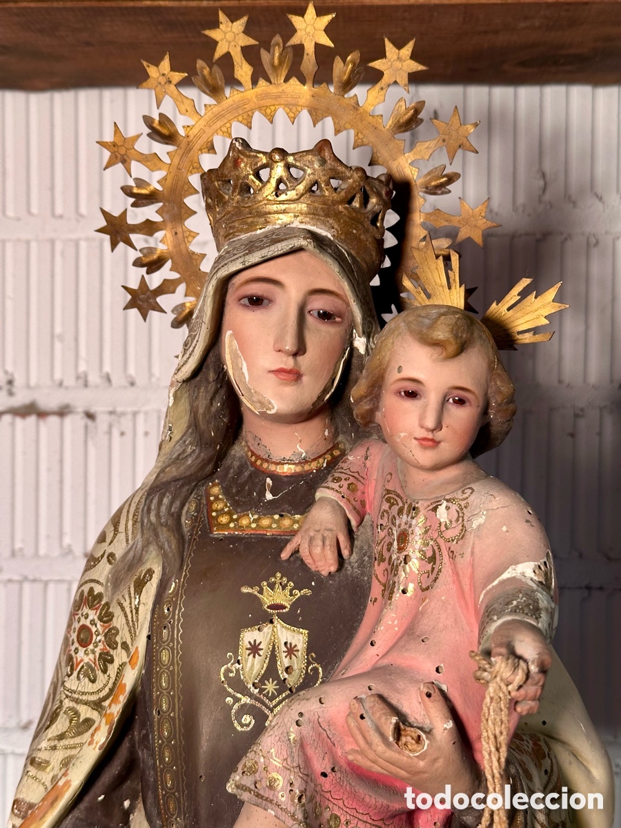 Arte: TALLA MADERA VIRGEN DEL CARMEN. OLOT. 78 cms.