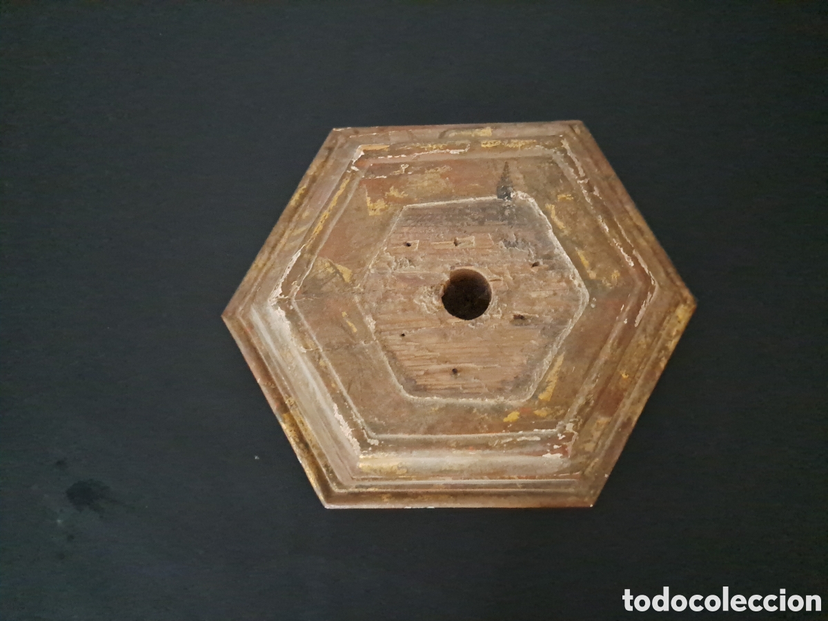 Arte: PEANA HEXAGONAL TALLA DE MADERA SXIX - Foto 4