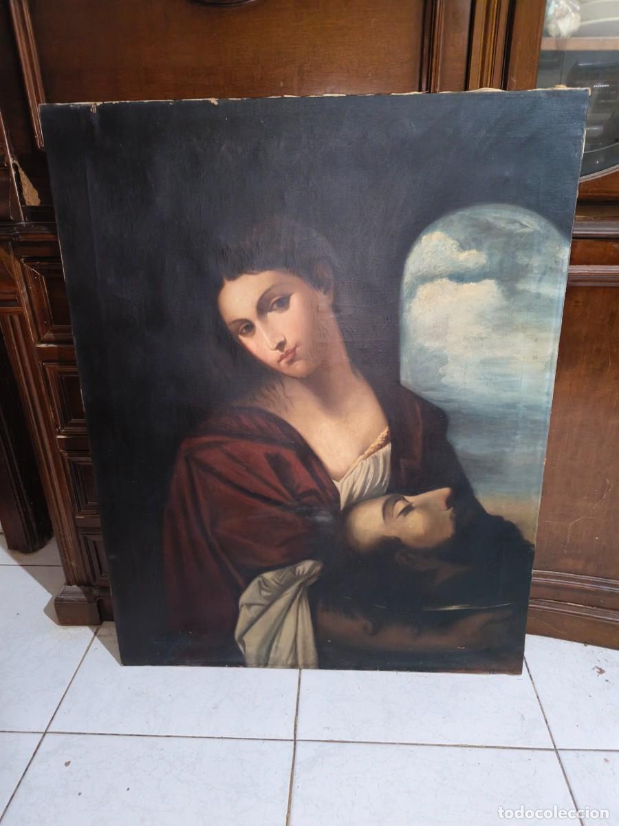 Arte: Oleo Sobre Lienzo,Salom&eacute; con la cabeza de San Juan Bautista. 75,5x95,5 cm..