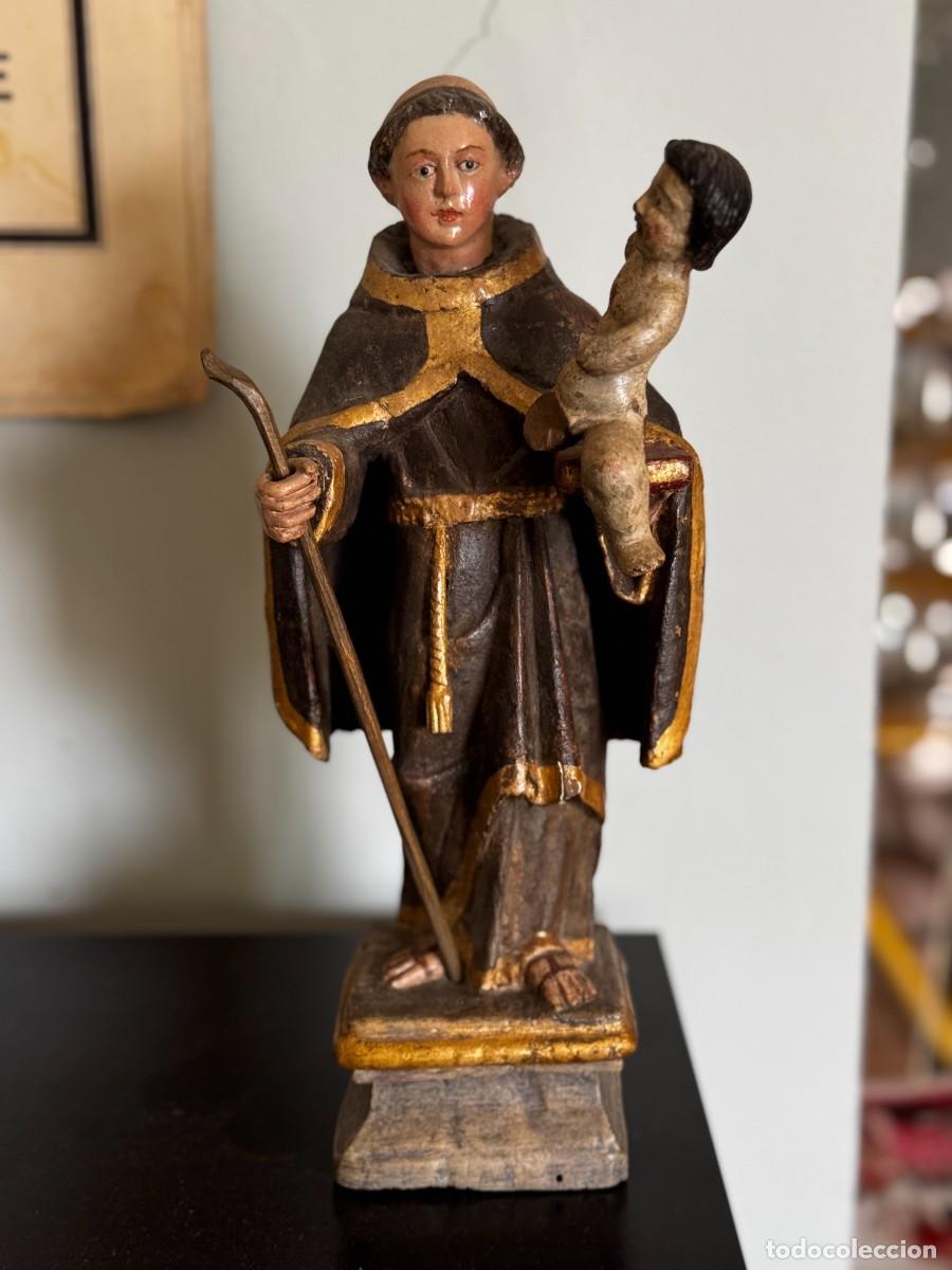 Arte: San Antonio con Ni&ntilde;o, talla barroca en madera policromada, siglo XVIII