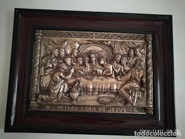 Arte: Cuadro Decorativo en Relieve &rdquo;&Uacute;ltima Cena de Jes&uacute;s&rdquo; con Marco de Madera